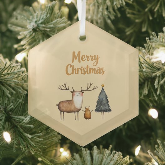Frohe Weihnachtsgartenwälder Ornament Aus Glas (Insitu)