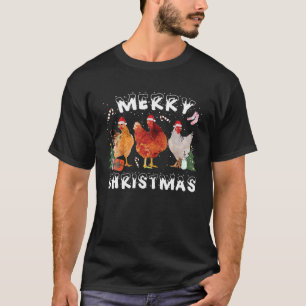 Frohe Weihnachtsgebäck Hen Weihnachtsmannmütze Tre T-Shirt