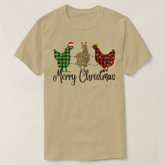 Frohe Weihnachtsgebäck Xmas Lights Leopard Kariert T-Shirt (Design vorne)