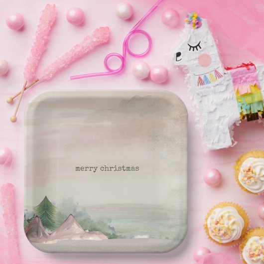 Frohe Weihnachtsgebirge Pappteller (Party)