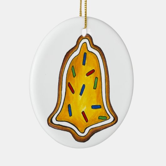 Frohe Weihnachtsgelbe Glocken Urlaub Zucker Cookie Keramikornament (Rechts)