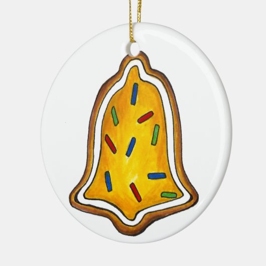 Frohe Weihnachtsgelbe Glocken Urlaub Zucker Cookie Keramikornament (Links)