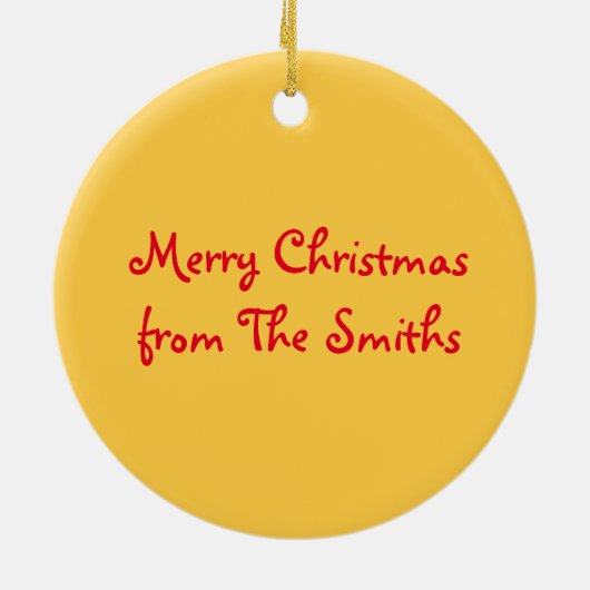 Frohe Weihnachtsgelbe Glocken Urlaub Zucker Cookie Keramikornament (Hinten)