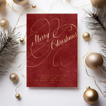 Frohe Weihnachtsgeschäft Unternehmen außerhalb des Folien Feiertagskarte<br><div class="desc">Einfache,  elegante und luxuriöse Firmengrüße ohne Foto mit klassischer Goldfolie Merry Christmas Classic Script über einem Vintagen Red Velvet exklusiven Look (PRINTED,  NOT REAL VELVET).               Einfach mit Ihrem Text auf beiden Seiten personalisieren.                      BITTE BEACHTEN SIE,  dass die Folienfarbe verändert werden kann - Sie können Gold,  Silber oder Rose wählen.</div>