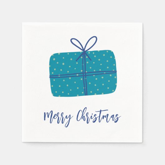 Frohe Weihnachtsgeschenk Einfaches Blau Serviette (Vorderseite)