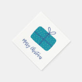 Frohe Weihnachtsgeschenk Einfaches Blau Serviette (Ecke)