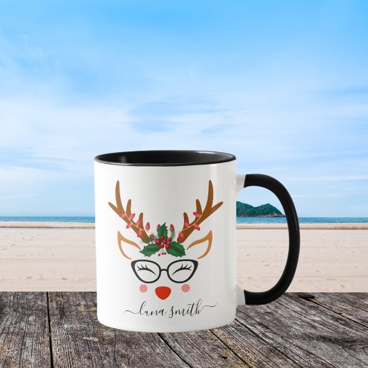 Frohe Weihnachtsgeschenk Niedliche Rentier Faces B Tasse