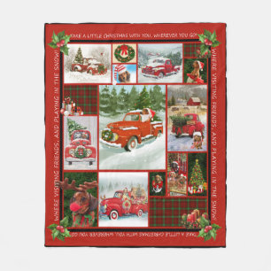 Frohe Weihnachtsgeschenk Red Truck Auto Weihnachte Fleecedecke
