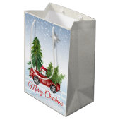 Frohe Weihnachtsgeschenk-Tasche mit Santa und Red Mittlere Geschenktüte (Rückseite Schrägansicht)