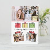 Frohe Weihnachtsgeschenke 3-Fotos Urlaub Feiertagskarte (Stehend Vorderseite)