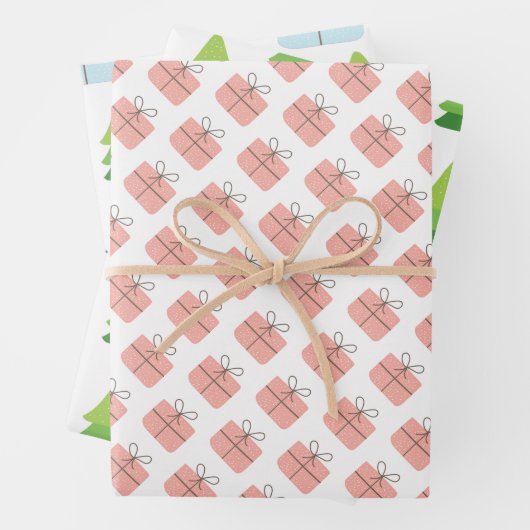 Frohe Weihnachtsgeschenke Baummuster Geschenkpapier Set (Beispiel)