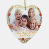 Frohe Weihnachtsgeschenke Familienherz Foto Orname Keramik Ornament (Rechts)
