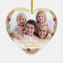 Frohe Weihnachtsgeschenke Familienherz Foto Orname Keramik Ornament