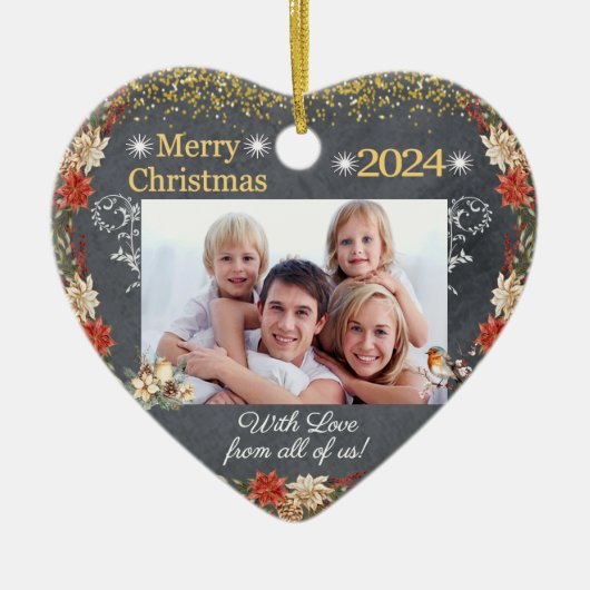 Frohe Weihnachtsgeschenke Familienherz Foto Orname Keramik Ornament (Vorne)