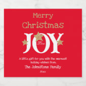 Frohe Weihnachtsgeschenke für Ihr Script Cool Red Schaumweinetikett (Einzelnes Label)