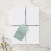 Frohe Weihnachtsgeschenke für Script Gold Aqua Geschenkanhänger (Mit Garn)