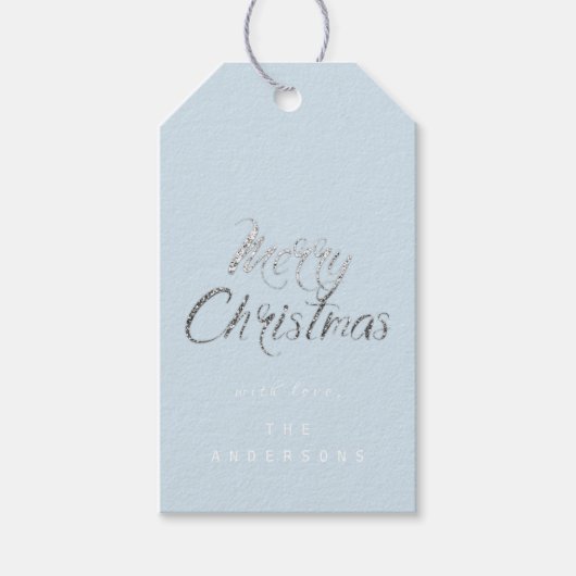 Frohe Weihnachtsgeschenke für Silver Gray Blue Geschenkanhänger (Vorderseite)