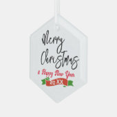 Frohe Weihnachtsgeschenke, Hexagon Personalisiert Ornament Aus Glas (Vorderseite Links)