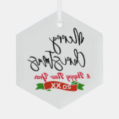 Frohe Weihnachtsgeschenke, Hexagon Personalisiert Ornament Aus Glas (Rückseite)