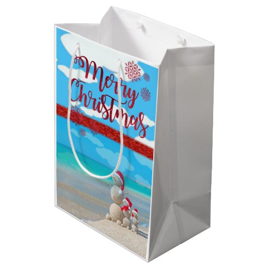 Frohe Weihnachtsgeschenke Mittlere Geschenktüte (Rückseite Schrägansicht)