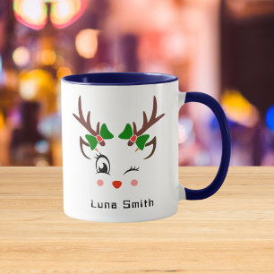 Frohe Weihnachtsgeschenke Niedliche Hirsche Faces Tasse