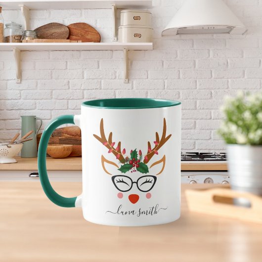 Frohe Weihnachtsgeschenke Niedliche Rentier Faces  Tasse