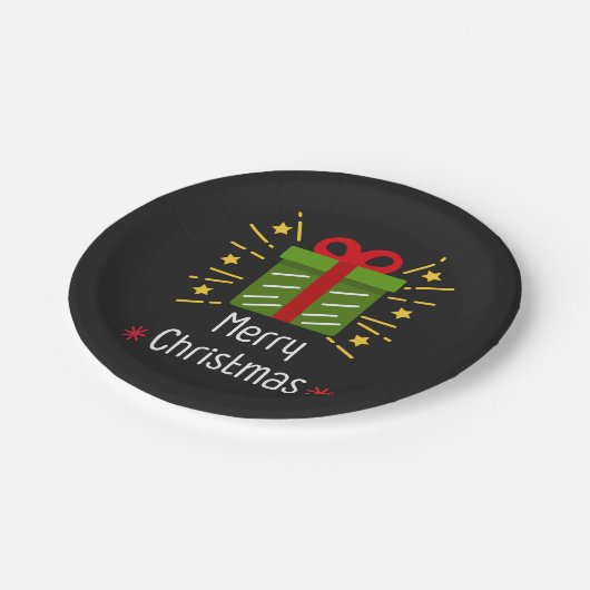 Frohe Weihnachtsgeschenke Pappteller (Schrägansicht)