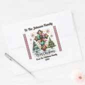 Frohe Weihnachtsgeschenke Quadratischer Aufkleber (Umschlag)