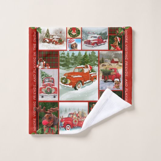 Frohe Weihnachtsgeschenke Red Truck Car Weihnachte Waschlappen (Waschlappen)