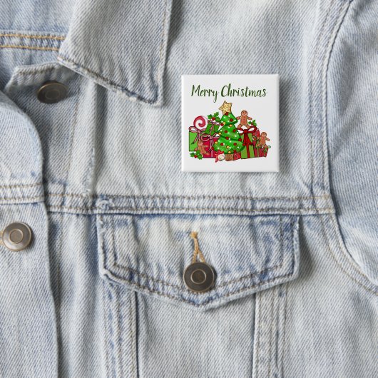 Frohe Weihnachtsgeschenke rund um den Baum Button (Beispiel)