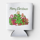 Frohe Weihnachtsgeschenke rund um den Baum Dosenkühler (Vorderseite)