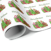 Frohe Weihnachtsgeschenke rund um den Baum Geschenkpapier (Rolleneckpunkt)