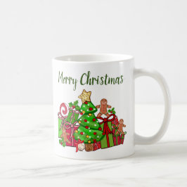 Frohe Weihnachtsgeschenke rund um den Baum Kaffeetasse