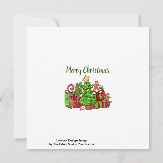 Frohe Weihnachtsgeschenke rund um den Baum Karte (Rückseite)