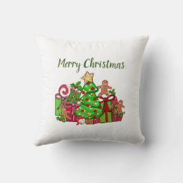 Frohe Weihnachtsgeschenke rund um den Baum Kissen