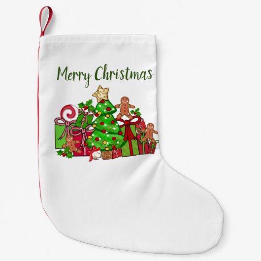 Frohe Weihnachtsgeschenke rund um den Baum Kleiner Weihnachtsstrumpf (Vorderseite)