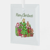 Frohe Weihnachtsgeschenke rund um den Baum Ornament Aus Glas (Vorderseite links)