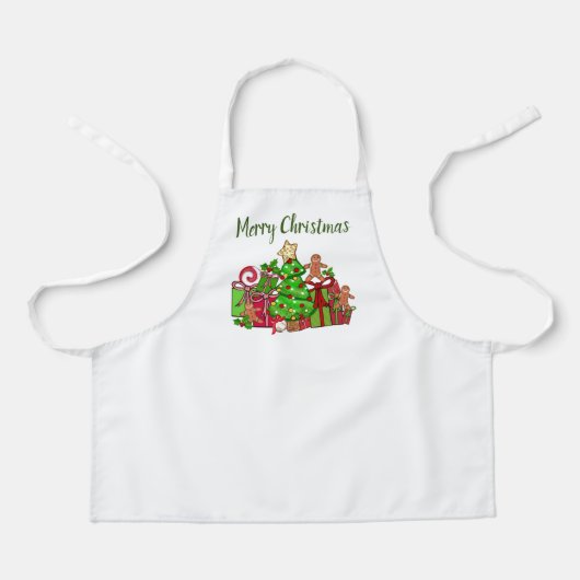 Frohe Weihnachtsgeschenke rund um den Baum Schürze (Vorderseite)