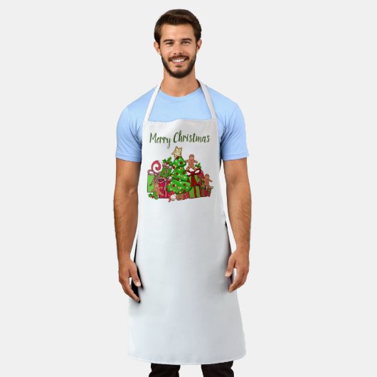 Frohe Weihnachtsgeschenke rund um den Baum Schürze (Getragen)