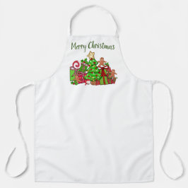 Frohe Weihnachtsgeschenke rund um den Baum Schürze