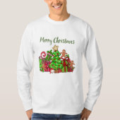 Frohe Weihnachtsgeschenke rund um den Baum T-Shirt (Vorderseite)
