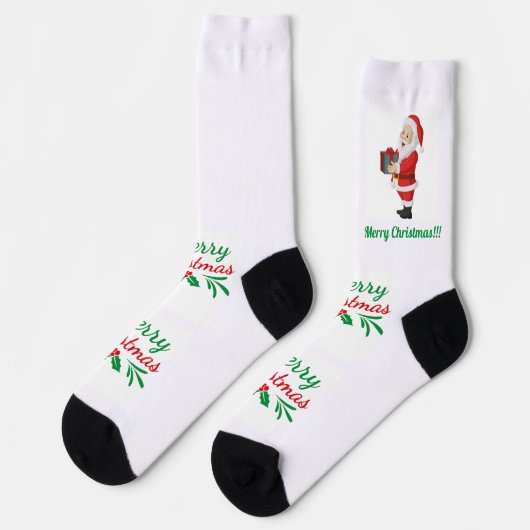 Frohe Weihnachtsgeschenke Santa Nachhaltig Premium Socken (Linkes Detail)