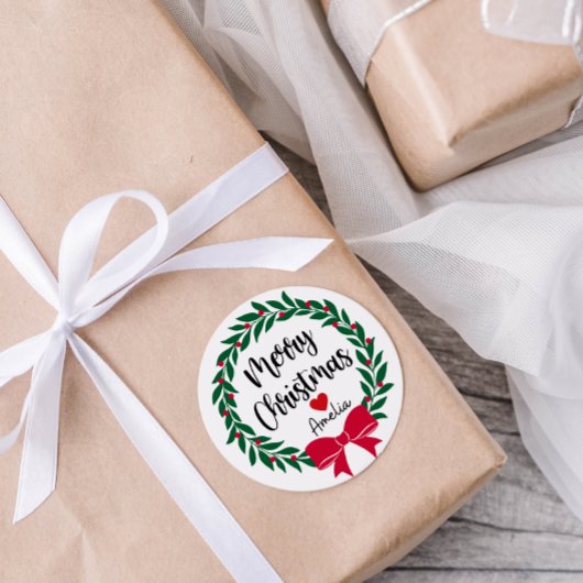 Frohe Weihnachtsgeschenke Sticker Runde Personalis