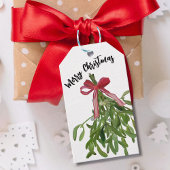 Frohe Weihnachtsgeschenke Tag mit Mistletoe Geschenkanhänger