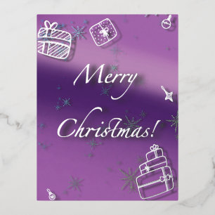 Frohe Weihnachtsgeschenke und Christbaumschmuck au Folien Feiertagspostkarte