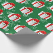 Frohe Weihnachtsgeschenke und Schneeflocken Geschenkpapier (Ecke)