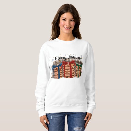 Frohe Weihnachtsgeschenke Wrapped Cookies Sweatshirt (Vorne ganz)