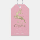 Frohe Weihnachtsgeschenke zu Script Gold Gray Pink Geschenkanhänger (Vorderseite)