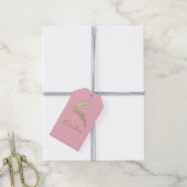 Frohe Weihnachtsgeschenke zu Script Gold Gray Pink Geschenkanhänger (Mit Garn)