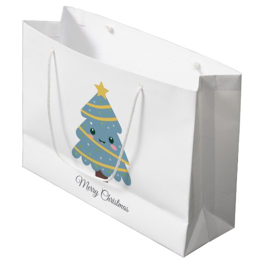 Frohe Weihnachtsgeschenktasche Große Geschenktüte (Vorderseite Schrägansicht)